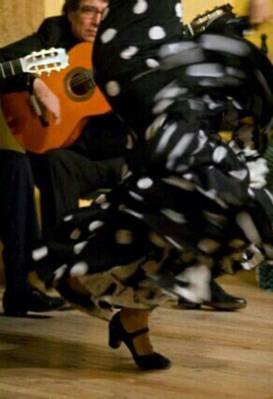 Flamenco dress in black and white — the movement of the skirt